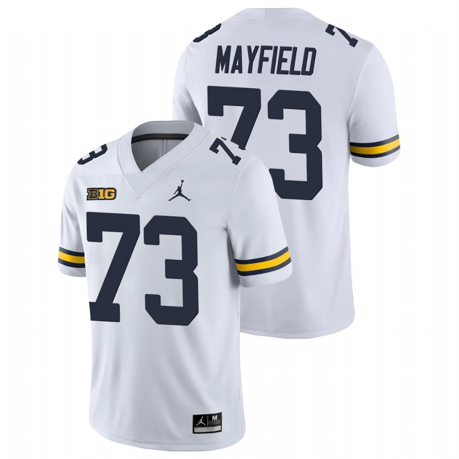 Michigan Wolverines Men's NCAA Jalen Mayfield #73 White Game College Football Jersey MNO2849UJ